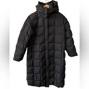 LANDS END WOMENS BLACK LONG DOWN PUFFER COAT SZ LARGE